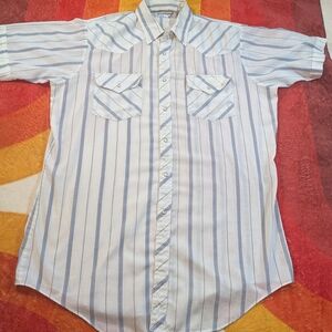 Vintage Diamond A Ranchwear Western Men's LT Striped Shirt, Pearl Snap Cowboy